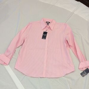 Chaps Pink and White Striped Shirt